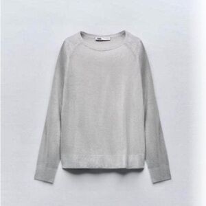 Zara NWT silver metallic fine knit oversized sweater